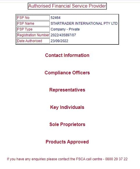 STARTRADER FSCA inquiry