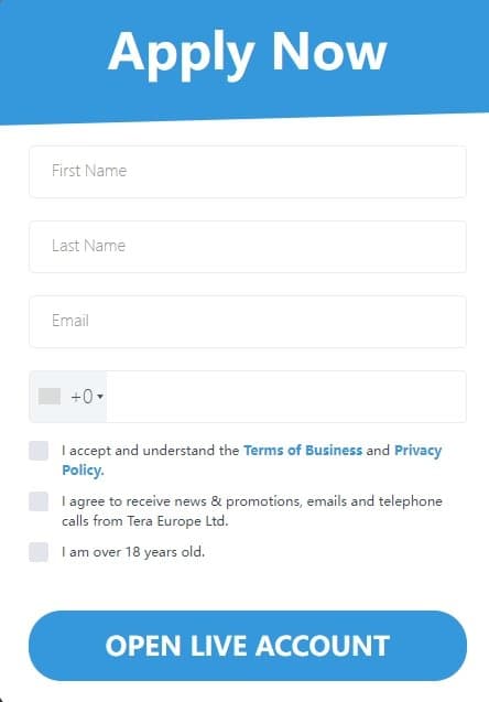 TeraFX Account Registration 2