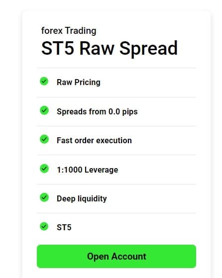 Account Type - Raw Spread Account