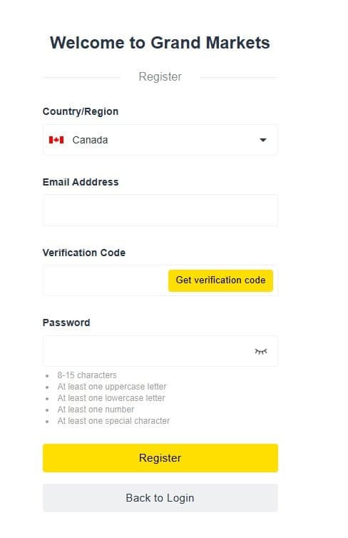 Registration form