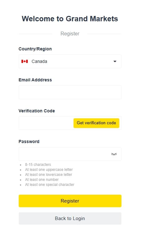 Registration form