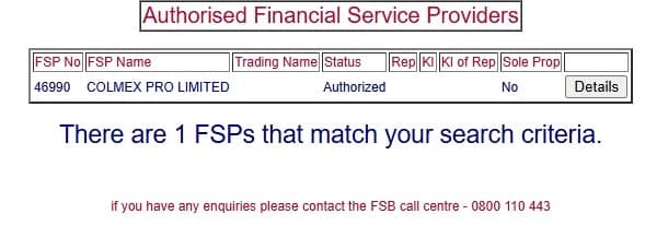 Regulatory Information on South African Financial Department