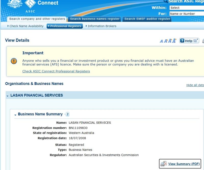 Regulatory Information of LeaSen Financial Limited
