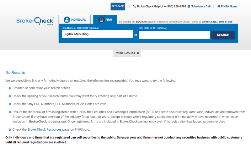 FINRA Query Result