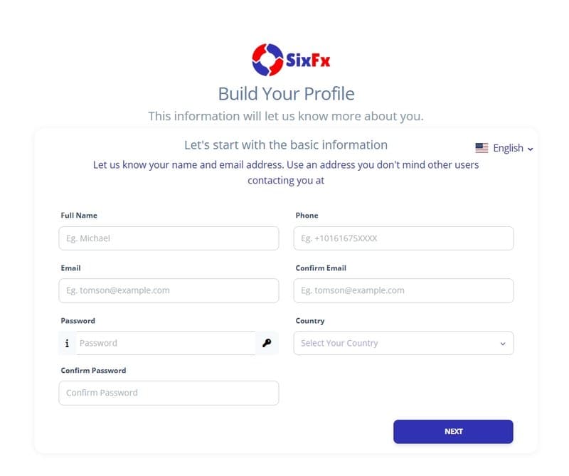 Registration form
