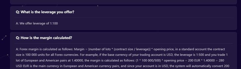 Spreads, Leverage, and Commissions of tradercgfx