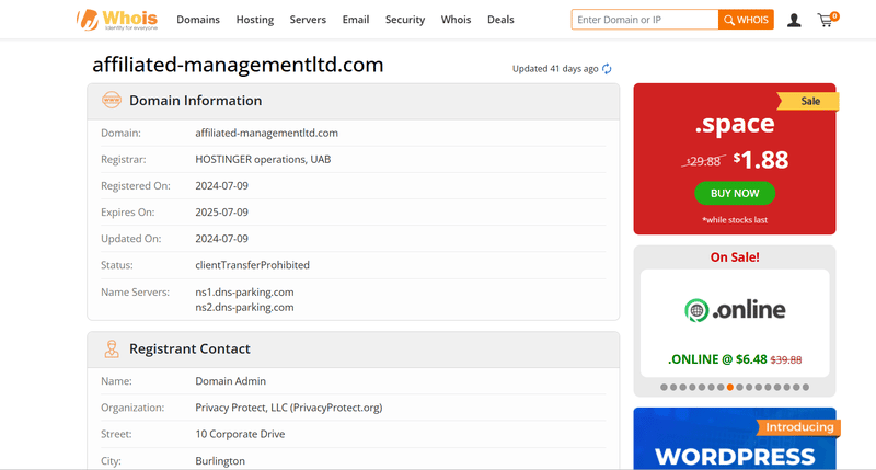 AFFILIATED MANAGEMENT whois