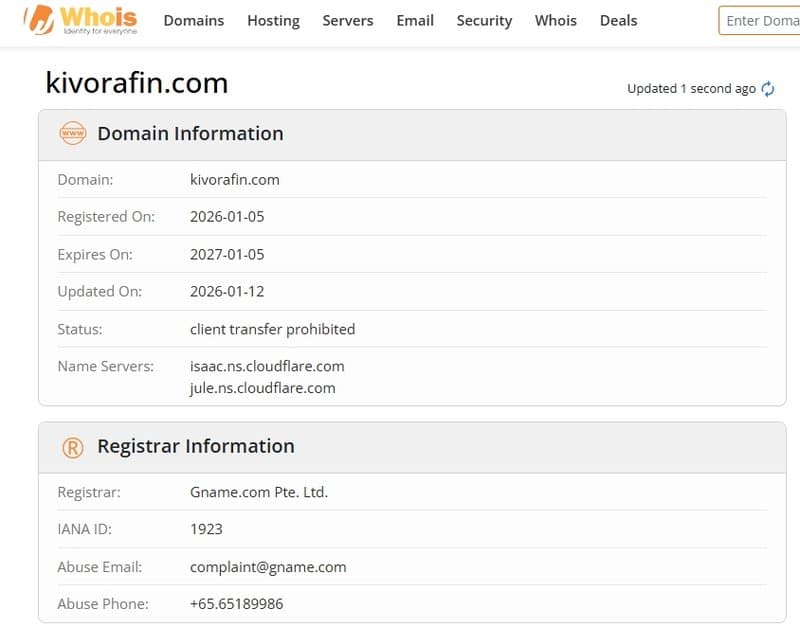 Website Registration Information