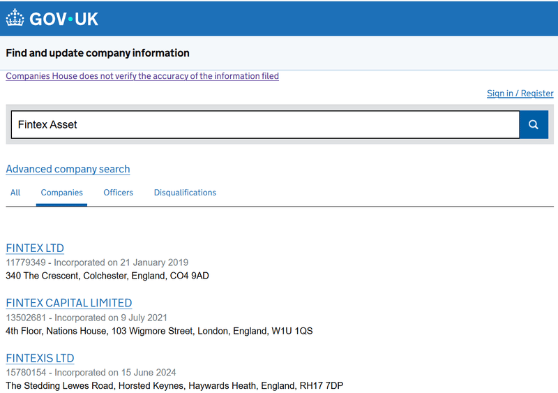 Companies House Query Result