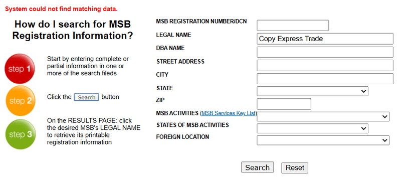 FinCEN Query Result