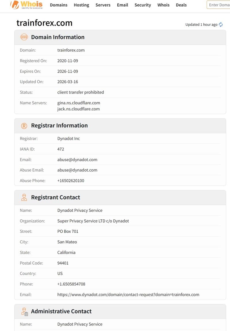 Trainforex.com Whois.com Records