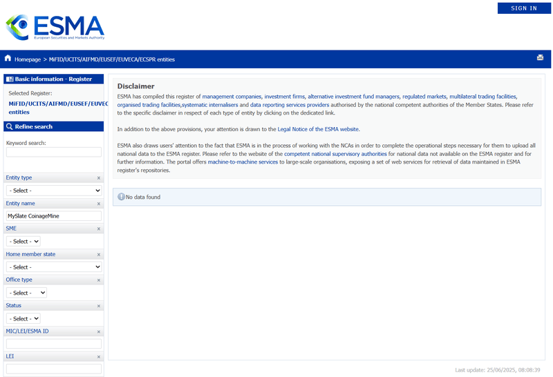 Resultado de Consulta de ESMA