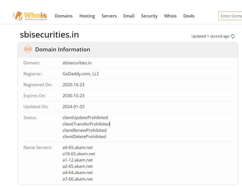 SBI SECURITIES的企业域名注册时间