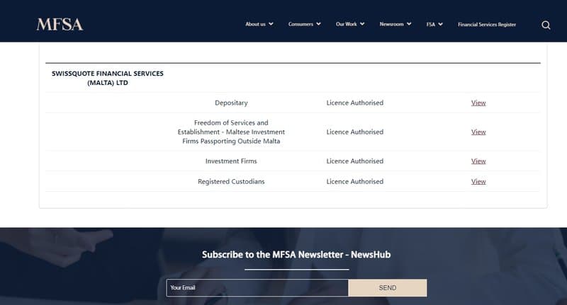 Consulta de regulación de MFSA