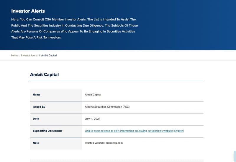 Ambit Capital's Regulatory Information