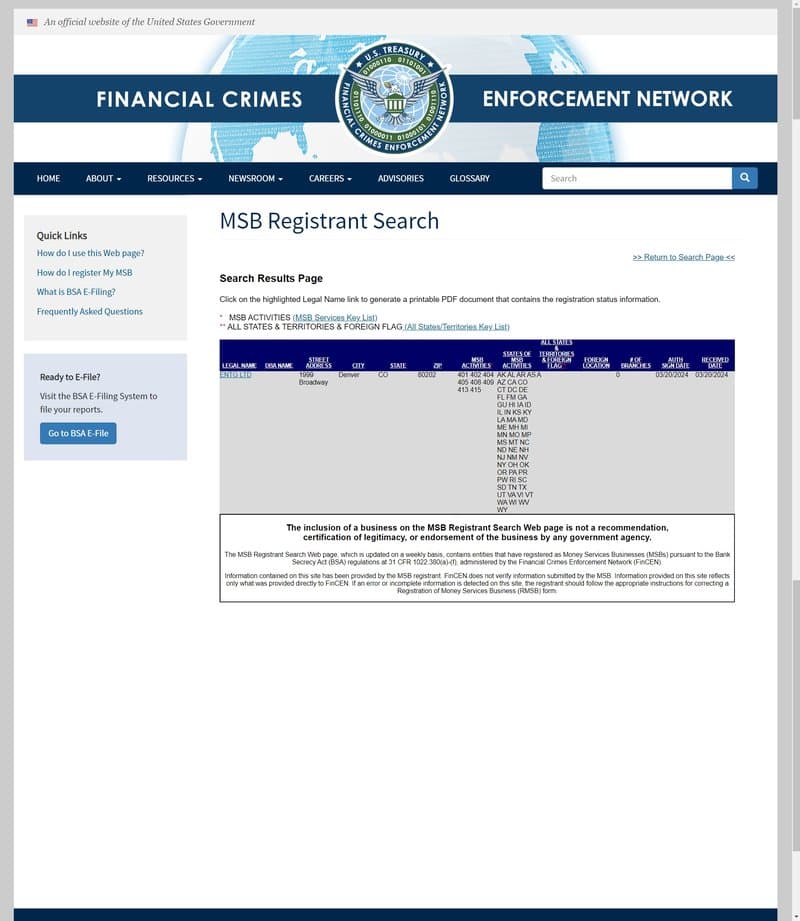 ENTG的美国MSB监管信息