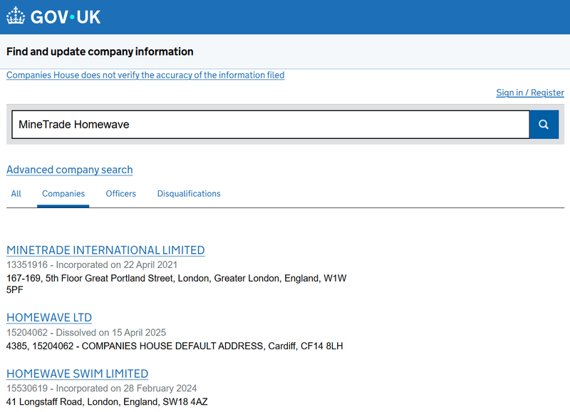 Companies House Query Result