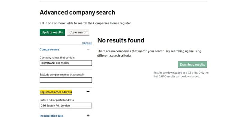 Corporate background of DOMINANT TREASURY