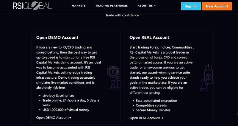 RSI GLOBAL INVEST&#x27;s account type