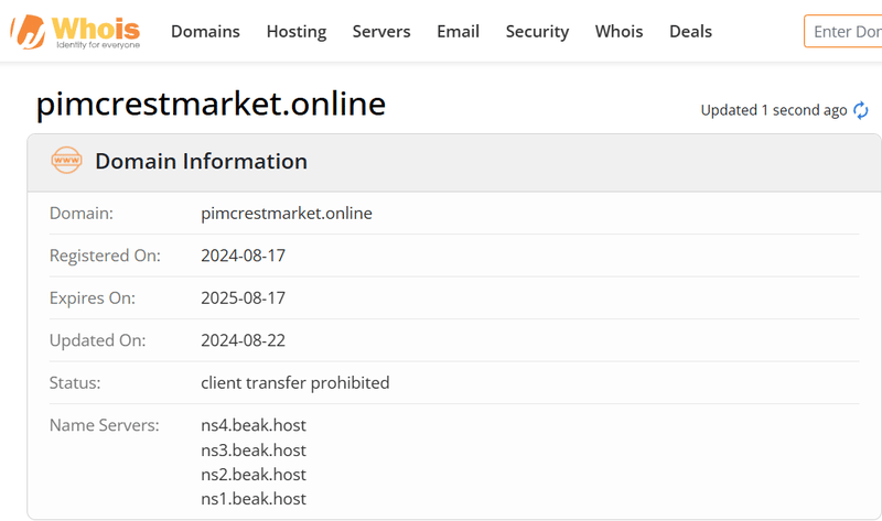 Whois 조회 결과