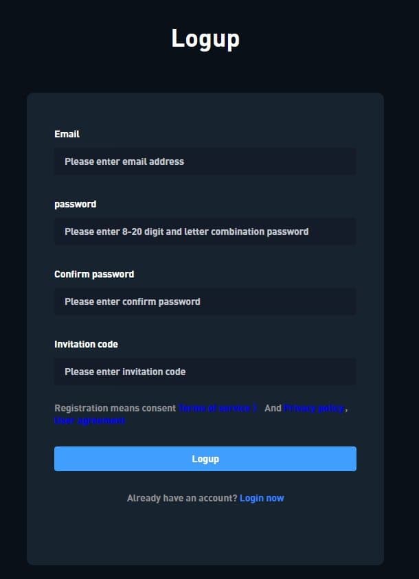Registration form