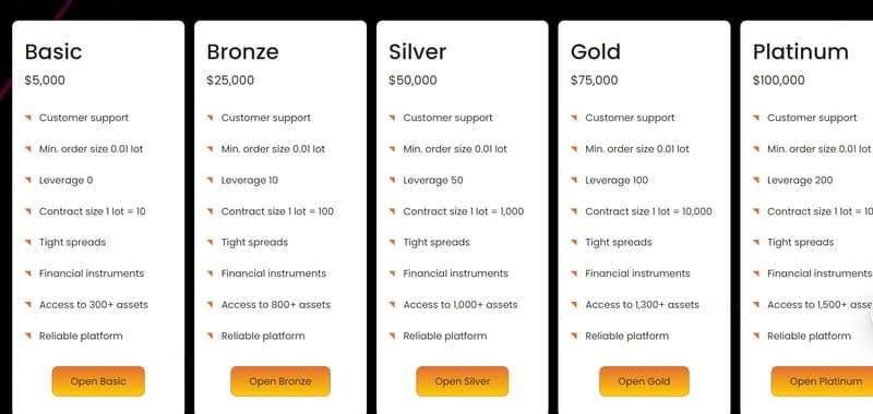 Account Types of CoinCoreX