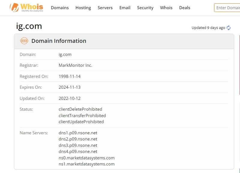IG Whois registration