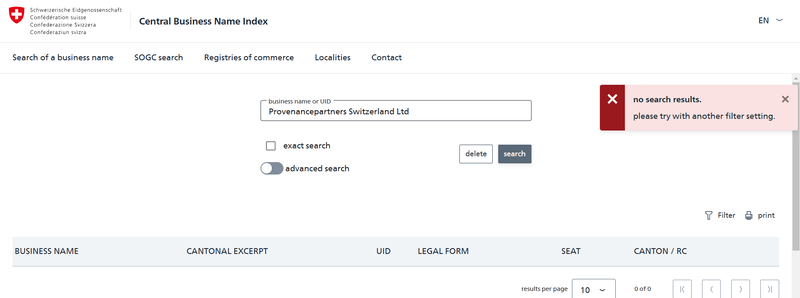 Registries of Commerce of Switzerland
