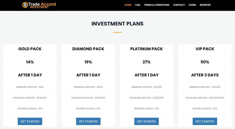 Trade Accord Investment's Account Types