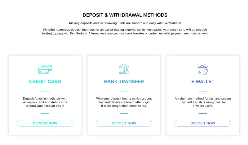 Deposit and Withdrawal Methods