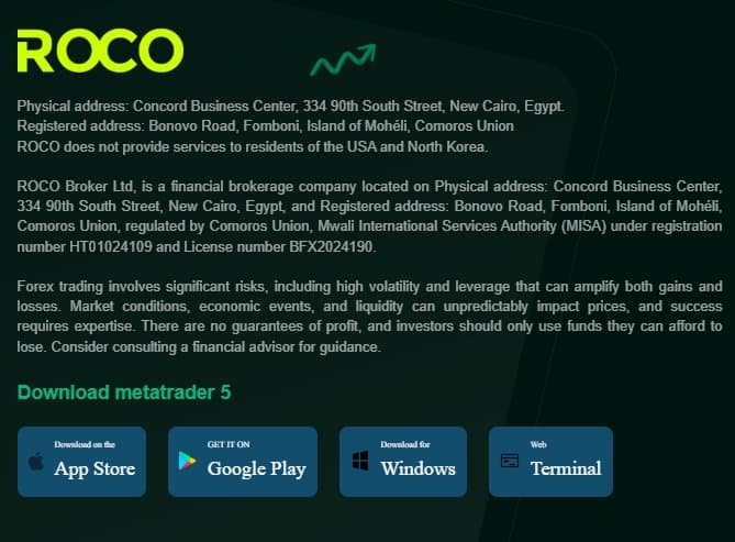 Roco Broker's Entity Information and Regulatory Status