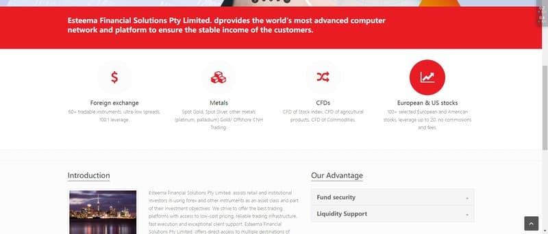 EFSPFX's trading products