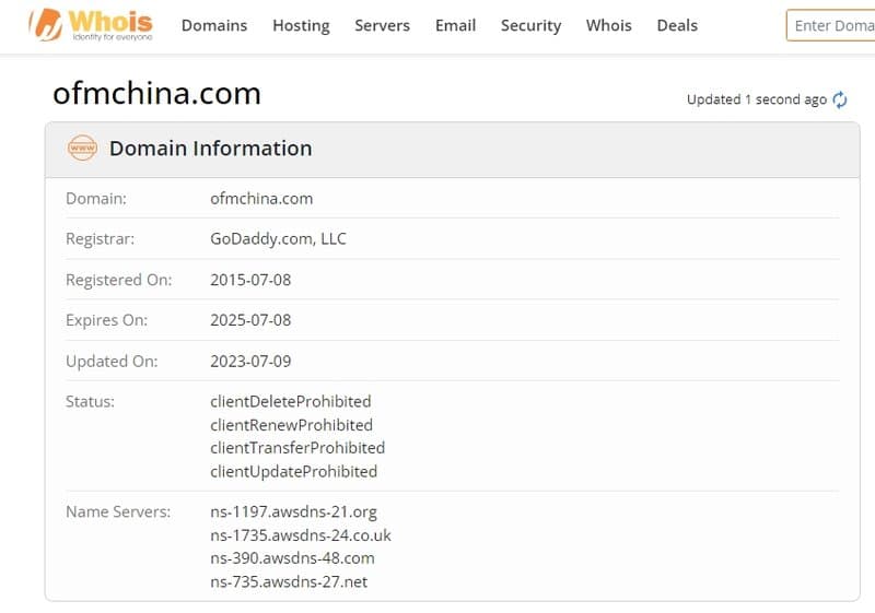 OF Markets Whois Registration