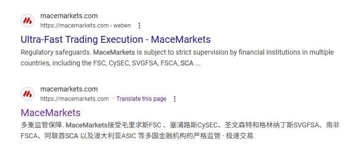 MaceMarkets被谷歌收录的Description