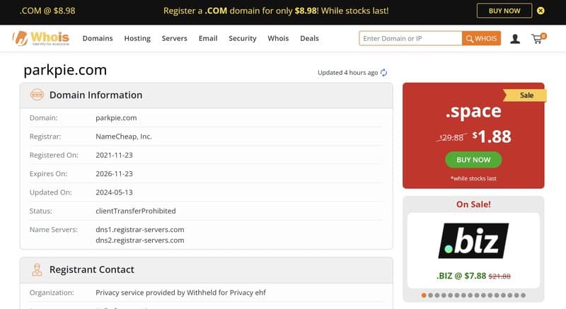 parkpie.com domain