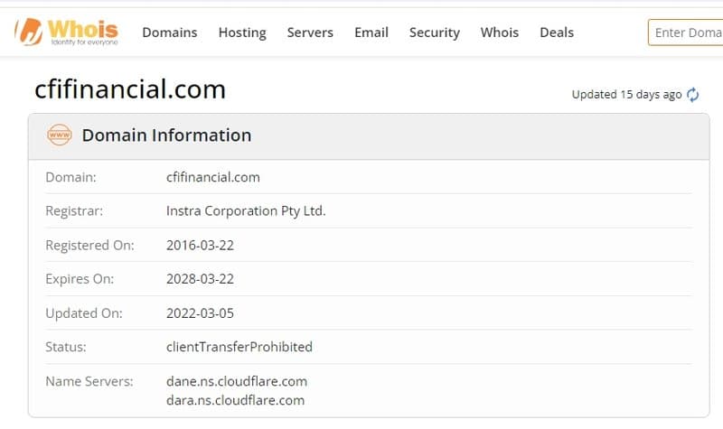 CFI Whois Registration