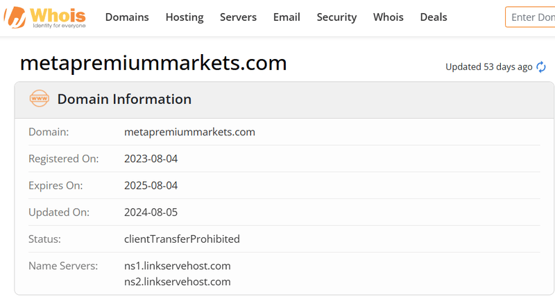 Whois lookup results