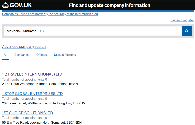 ผลการค้นหาของ UK Companies House