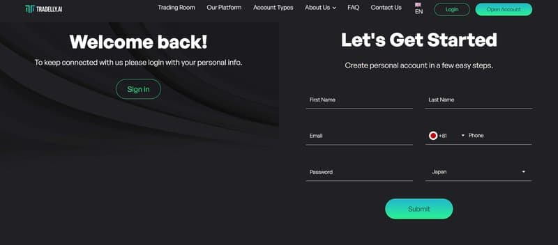 Tradelly.Ai's Account Registration Process
