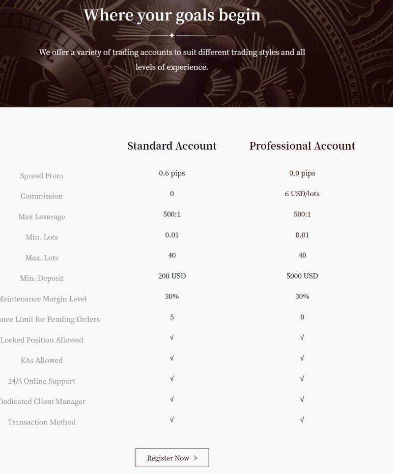 Account Types at LeaSen Financial Limited