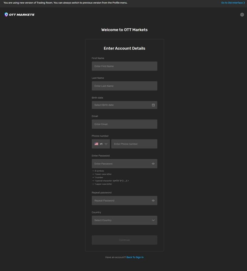 Account Registration Process of OTT Markets