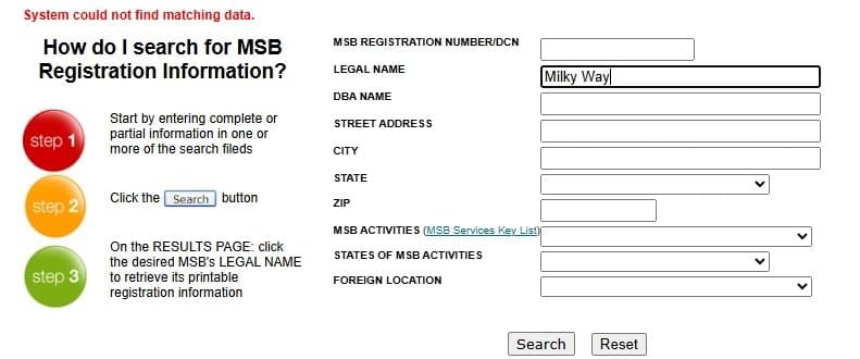 No Regulatory Information Found in FinCEN's Official Database
