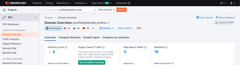 Semrush 트래픽 데이터