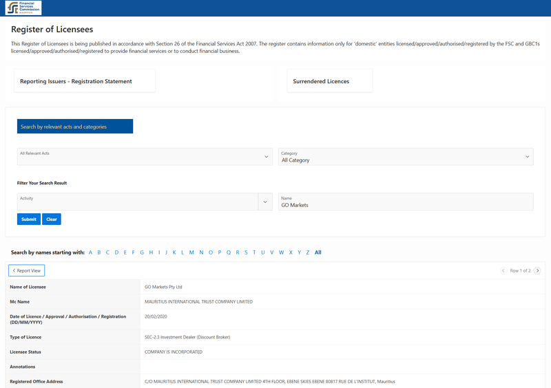 Financial Services Commission, Mauritius（GB 19024896）