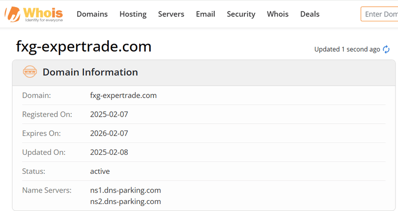 Resultado de la consulta de Whois
