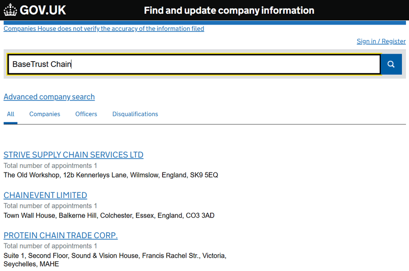 Companies House Query Result