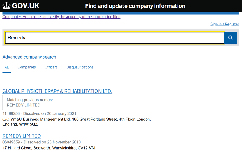 Companies House Query Result