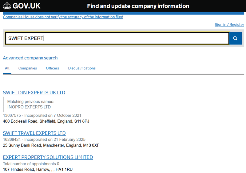 Companies House Query Result