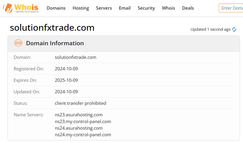 Resultado de consulta Whois