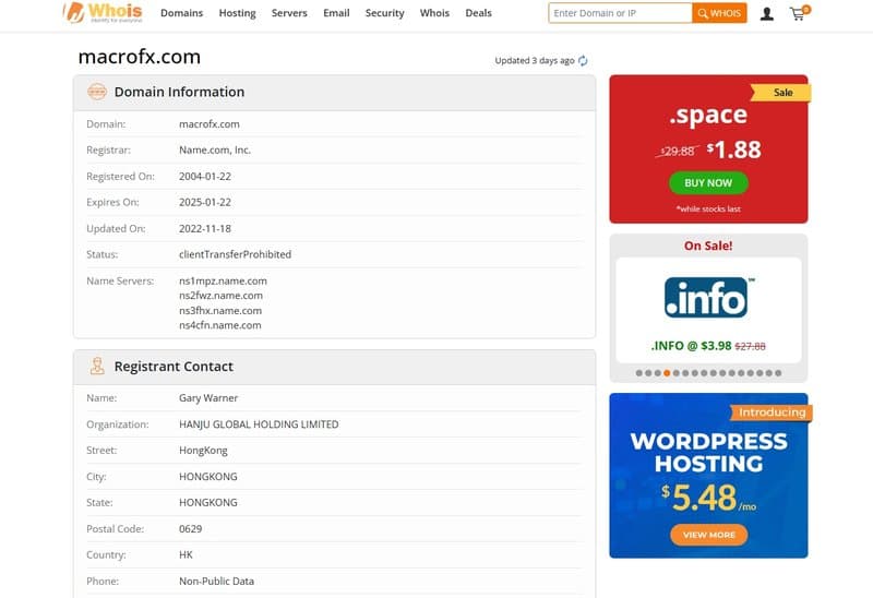 MACRO MARKETS在whois域名注册时间